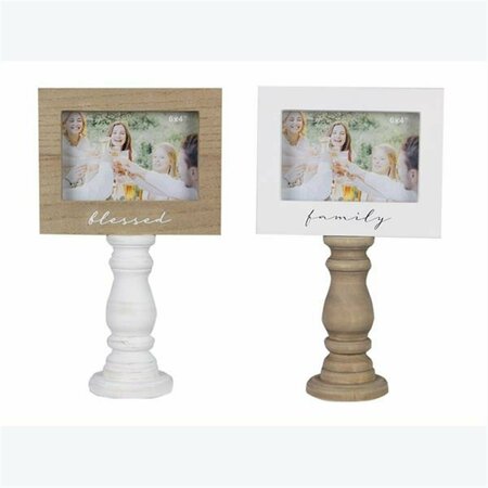 YOUNGS 4 x 6 in. Wood Natural Pedestal Picture Frame, Assorted Style - Set of 2 11310